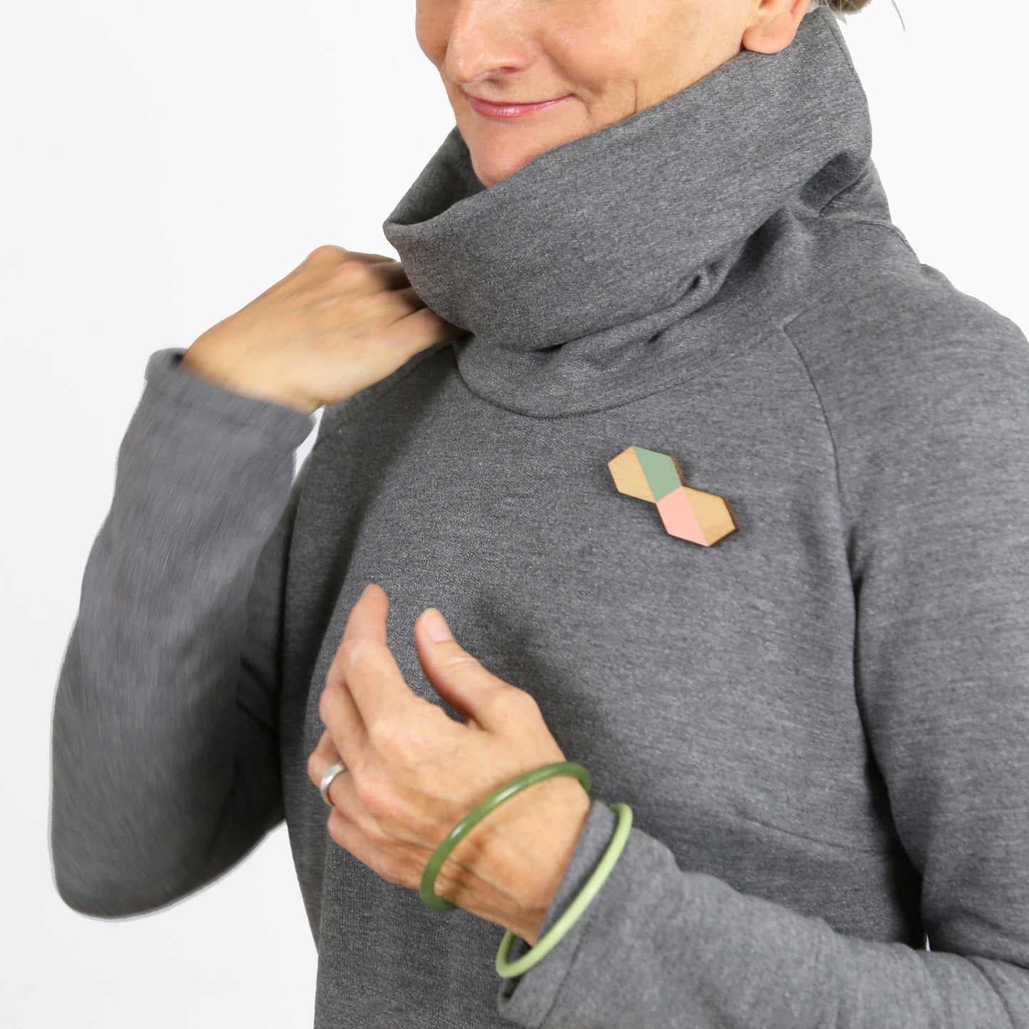 Sweatkleid mit Rollkragen, FRAU POLLY, Papierschnitt