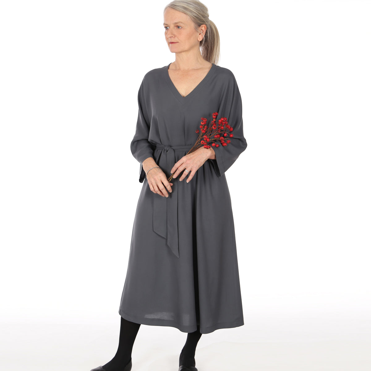 Produktbild von Hahnentritt-Kleid Für Damen, Modisches Nähen, Lange Ärmel, V-Ausschnitt, Business-Casual-Outfits Für Damen, Arbeitskleidung Festliche Kleidung Damen