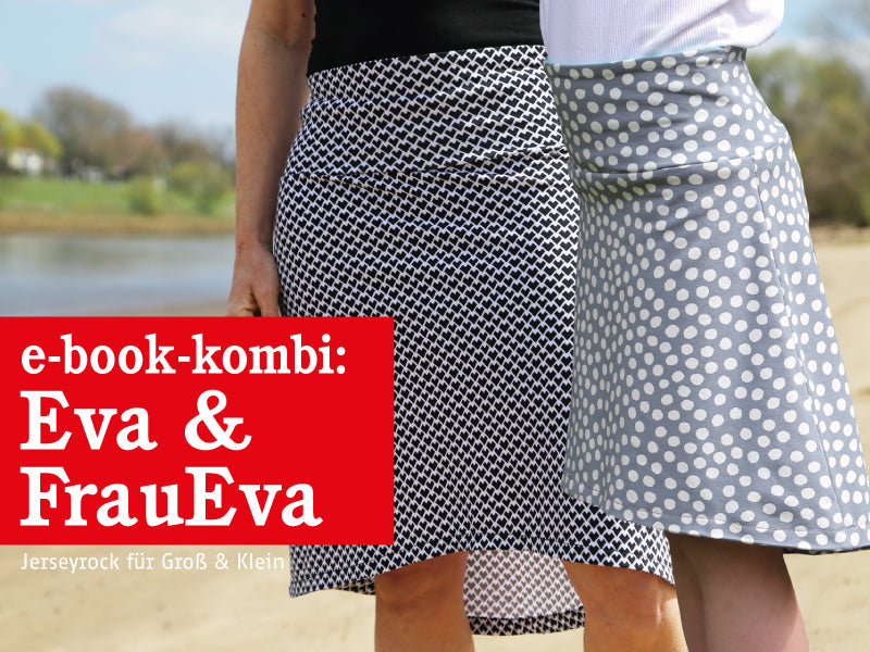 FRAU EVA & EVA • Jerseyröcke mit Krempelbund im Partnerlook,  e-book Kombi