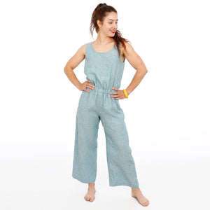 Jumpsuit mit Knopfleiste im Rückenteil, FRAU LEYLA, Papierschnitt